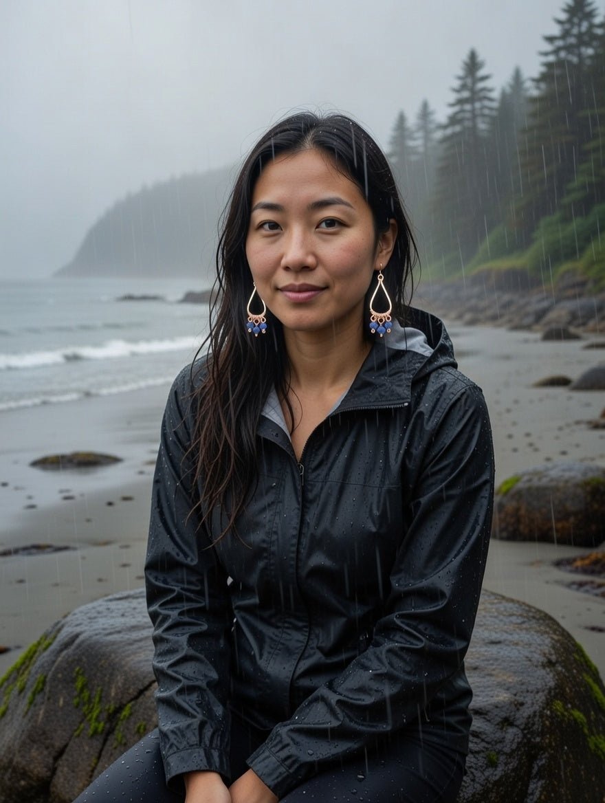 Beach Glass Teardrop Hoops - Juneau Gold Online