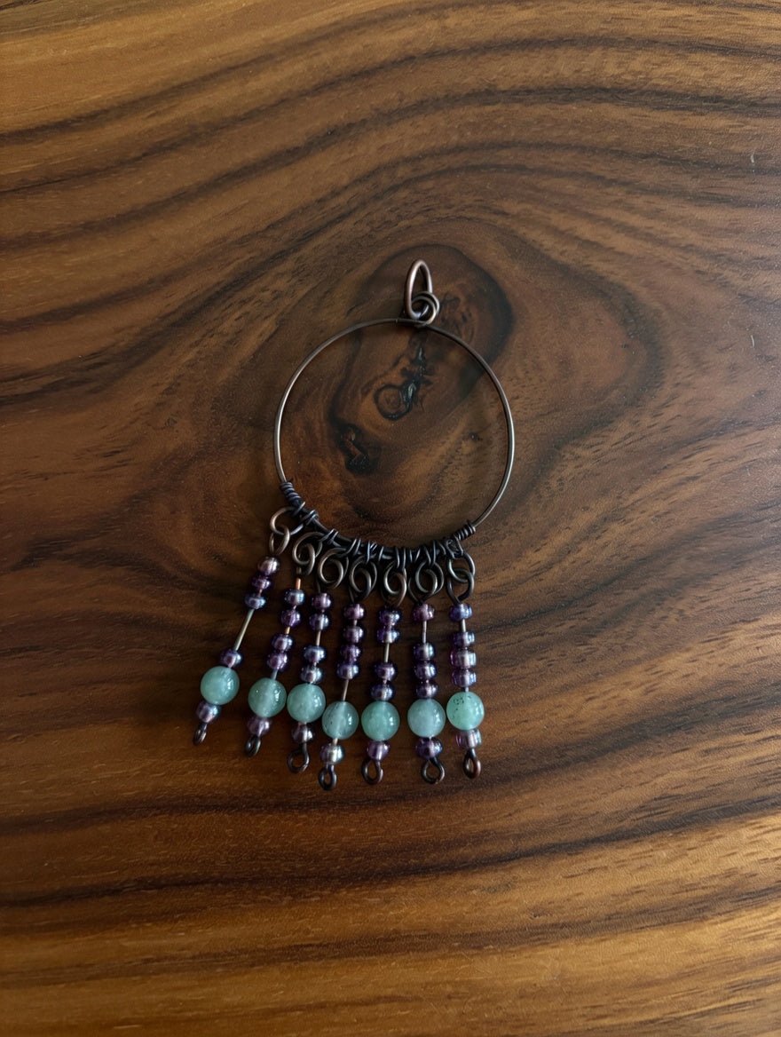 Green & Purple Classic Pendant - Antiqued Copper Fringe | Alaska Rugged Wear Jewelry - Juneau Gold Online