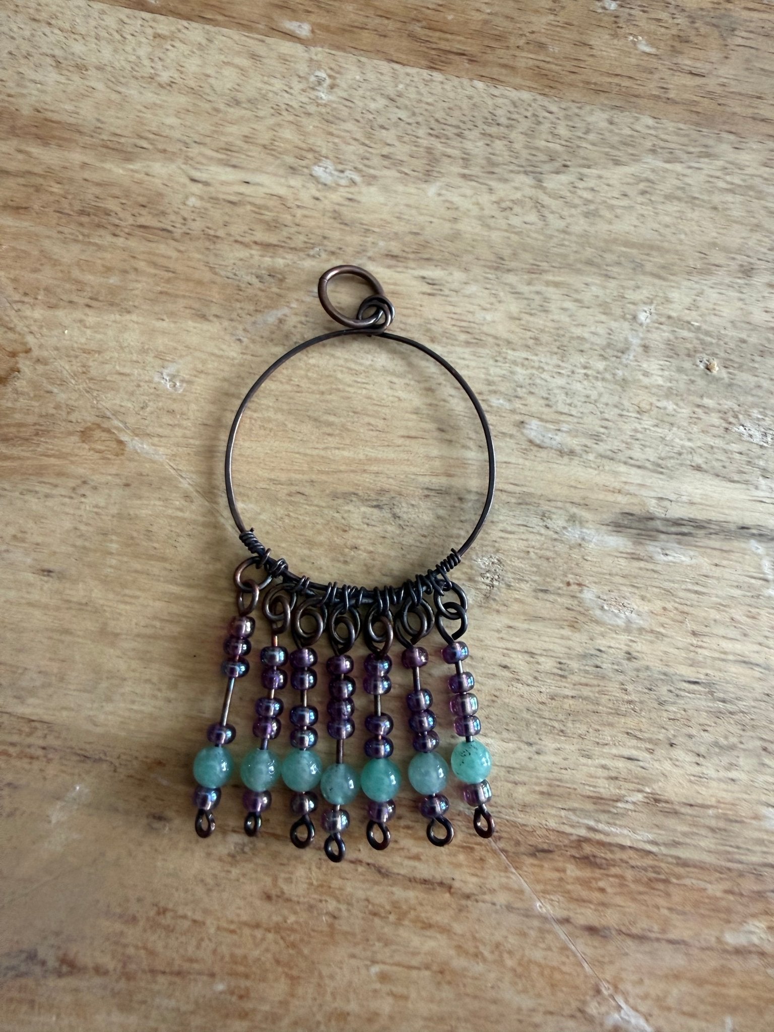 Green & Purple Classic Pendant - Antiqued Copper Fringe | Alaska Rugged Wear Jewelry - Juneau Gold Online