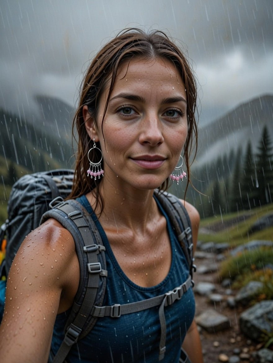 Purple Vintage Hoop Earrings - Pink Beads & Sterling Silver | Alaska Rugged Wear Jewelry - Juneau Gold Online